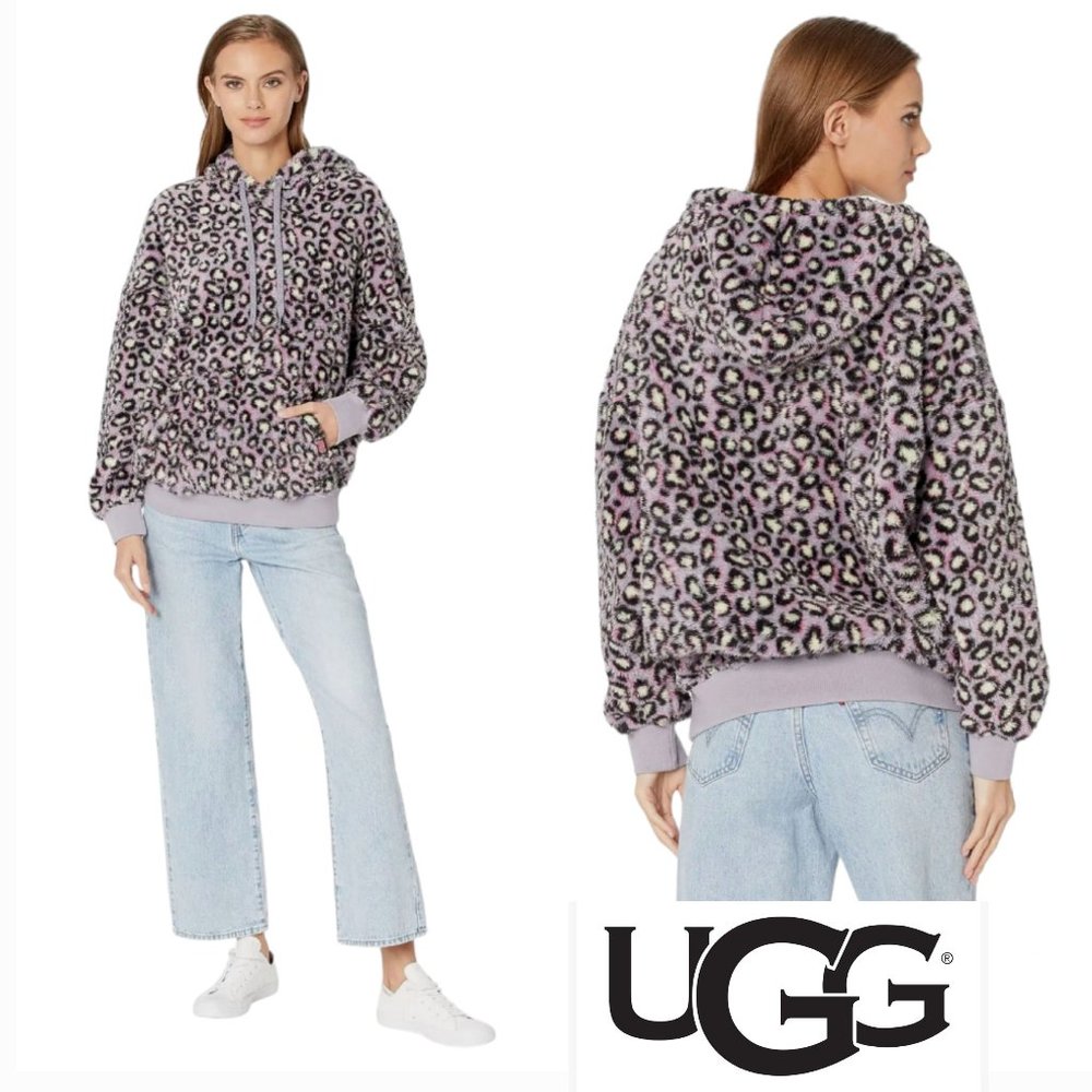 NWT UGG Fluffy Soft Furry Loyra Sherpa Hoodie With Drawstrings Longsleeve XS - Picture 1 of 9